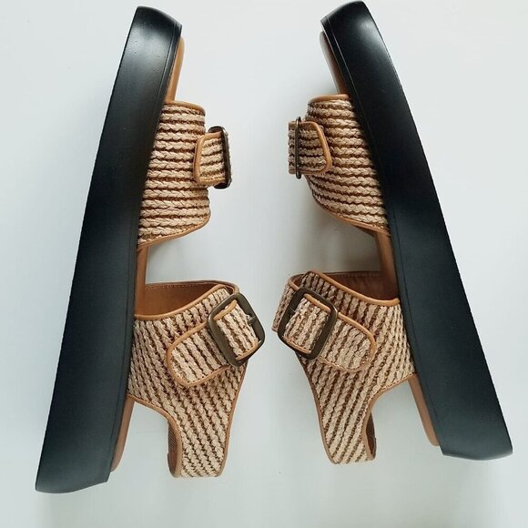 NWOT Free People Mandi Weave Chunky Y2K Sandals in Natural Brown Sz. 10 - Picture 9 of 14